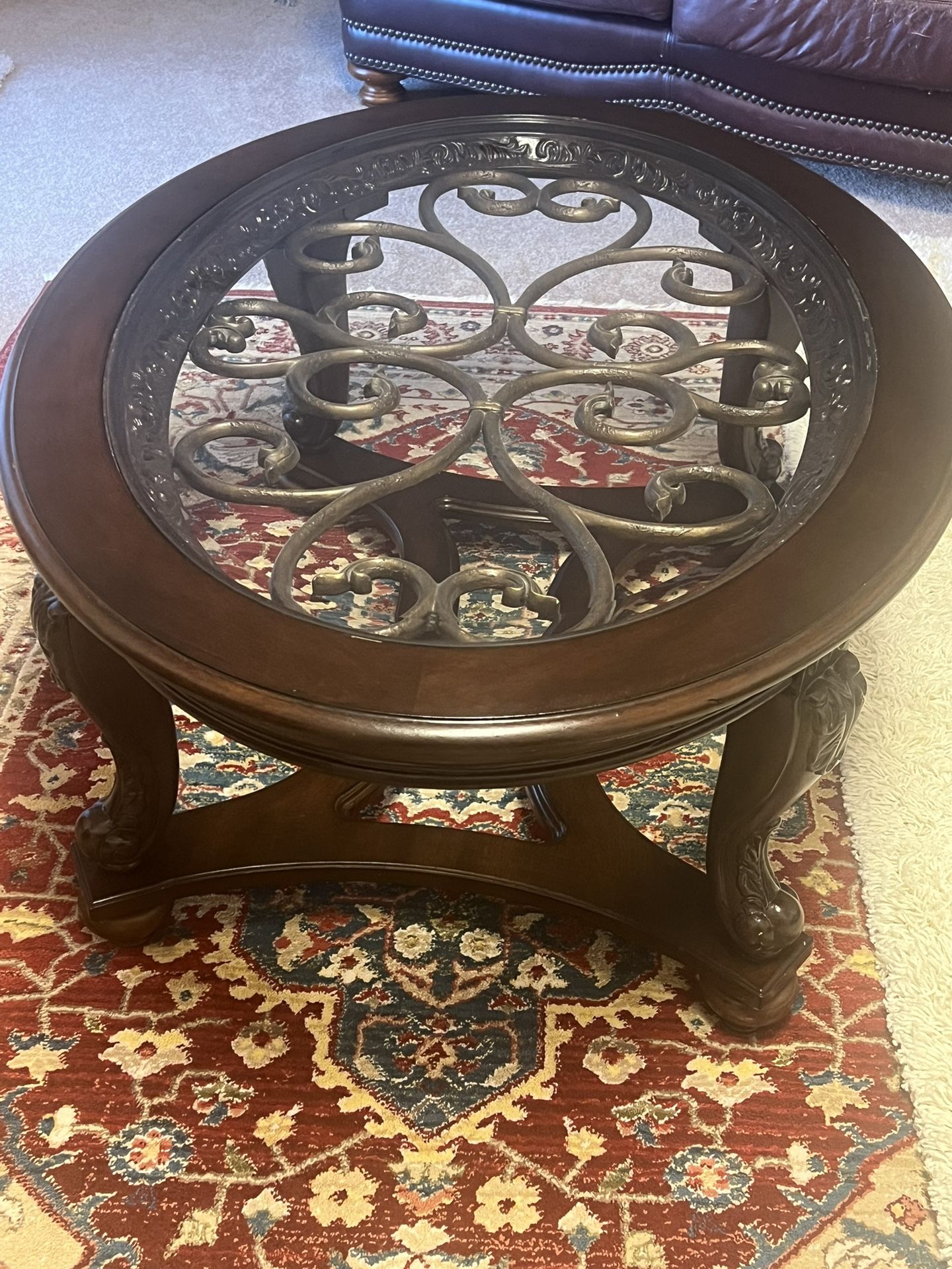 Round Glass Top Coffee Table