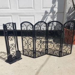 Fireplace Screen And Tool Set 