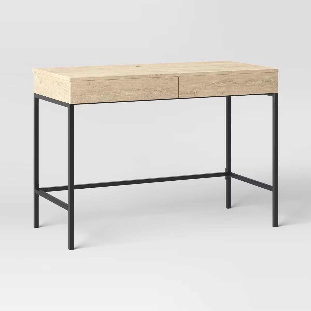 threshold loring wood writing desk with drawers + charging station