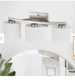 22 in. 3-Light Brushed Nickel Modern Unique Bathroom Vanity Light with Oval-shaped Etched White Glass Shades