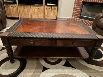 Solid Brown Wooden Coffee Table (Pick Up Today)
