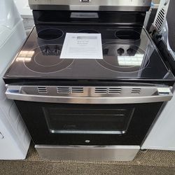 30 in. 5 Burner Element Smart Free- Standing Electric Range in Stainless W/EasvWash Oven Tray 8 No-Preheat Air Fry