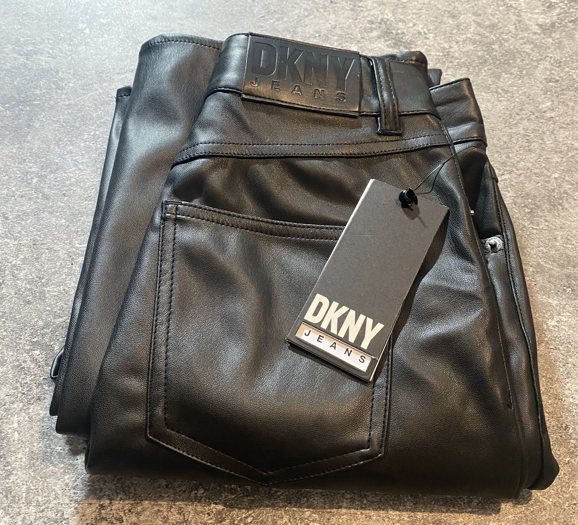 DKNY Black Jeans, Women's Size 24 X 32, Faux Leather Pants, New with tags !