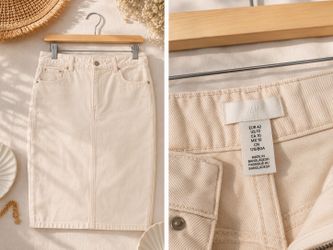 H&M Beige Denim Skirt – US Size 10,