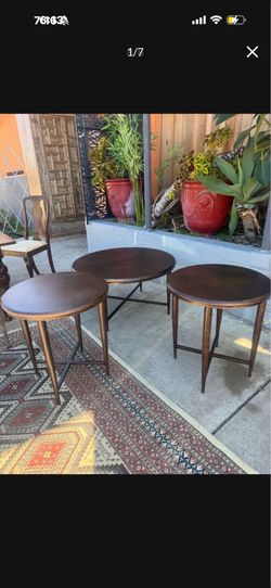 Pounded copper metal base coffee table with two end tables