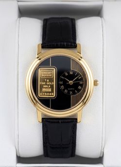 CQ Watch Gold Ingot 1-gram Credit Suisse 999.9 Fine gold Analog CQ Watch Retails $699.00
