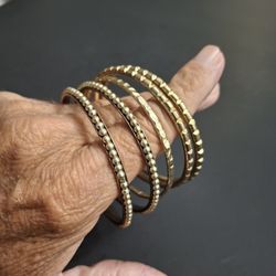 Set Of 5 Goldtone Metal Bangle Bracelets 2 3/8" Opening For Petite Hands