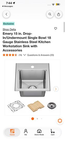 Delta Emery 15 in. Stainless Steel Kitchen Sink