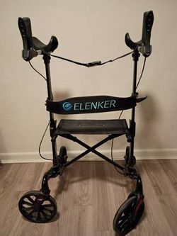 ELENKER Upright Walker Rollator w/ Seat & Forearm Supports - Folding