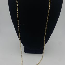 14k Gold Paper clip Necklace 22”