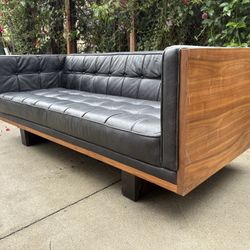 Woodrow Real Black Leather Couch FREE DELIVERY