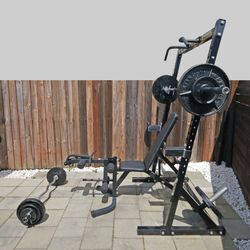 Heavy Rack, Bench, Bars, Adjustable Dumbbell, and Weights (7ft H 4.5ft W 3.5ft D) - $1,000