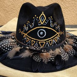 MAYA warrior Feathered Cowboy Suade Hat Sombrero