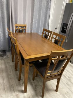 Wooden Dining Table with 6 Chairs