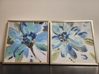 Set of 2 Framed Abstract Floral Wall Art