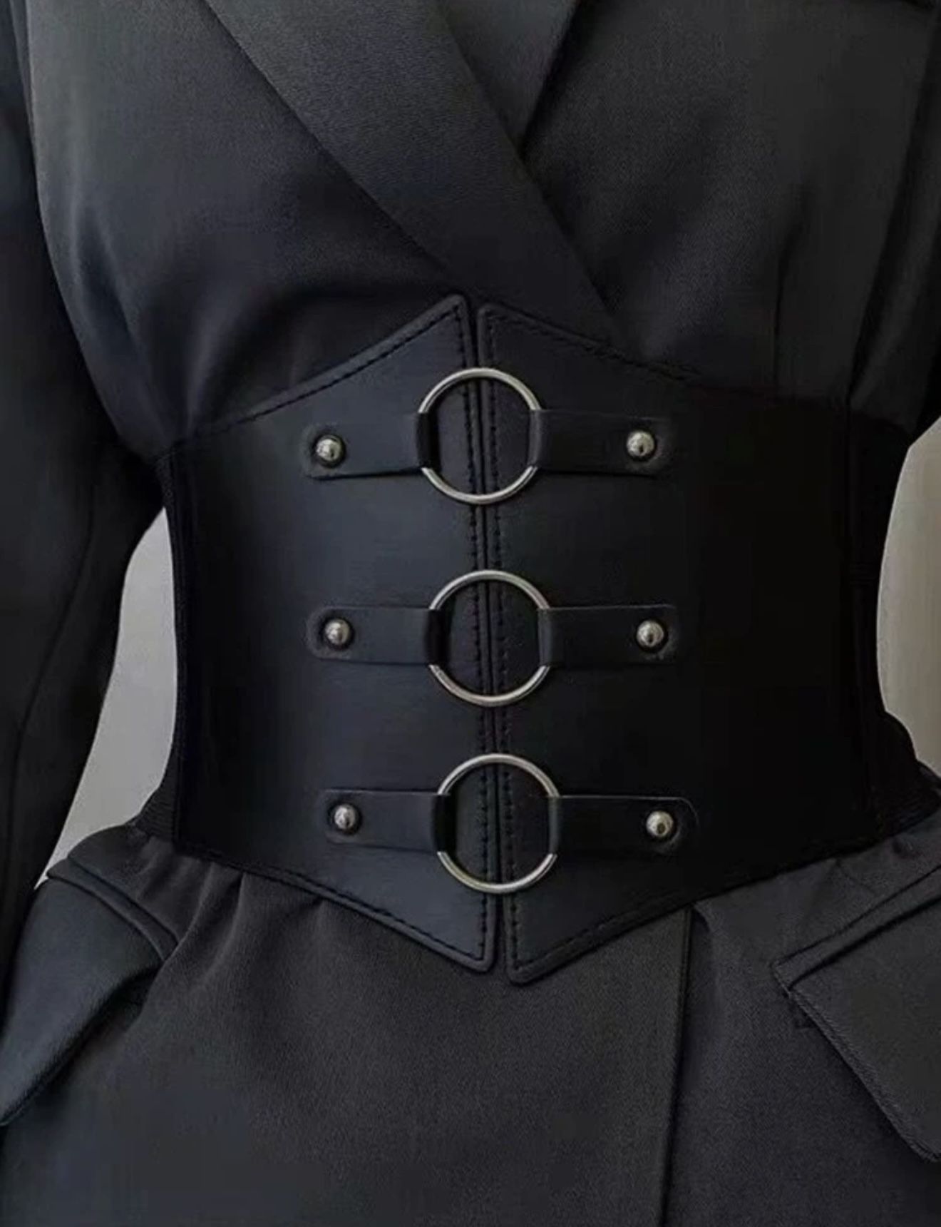 Metal Buckle color black pu leather / elastic back one