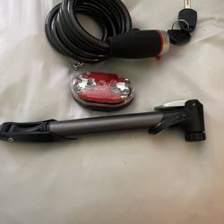 Bicycle Lock, Light & Tire Pump 