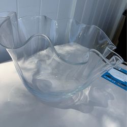 Crate & Barrel Mila Clear Glass Ruffle Bowl is handcrafted in Poland from soda lime glass
