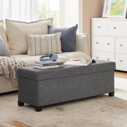 Storage Ottoman Bench, Foldable Foot Rest with Legs, 15 x 43 x 15.7 Inches, End of Bed Bench, Storage Chest, Load up to 660 lb, for Living