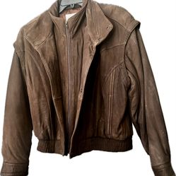 VINTAGE Midway Leather Jacket Mens Large Brown Bomber Flight