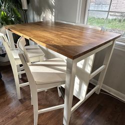 Kitchen Island / Dining Table - White, Counter Height, Real Wood