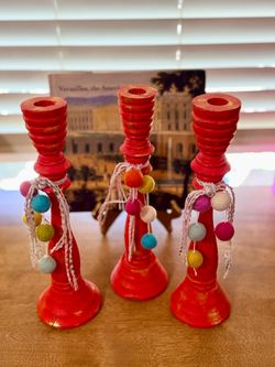Hand painted candlestick set