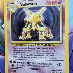 Vintage Alakazam Holographic Pokemon Card 