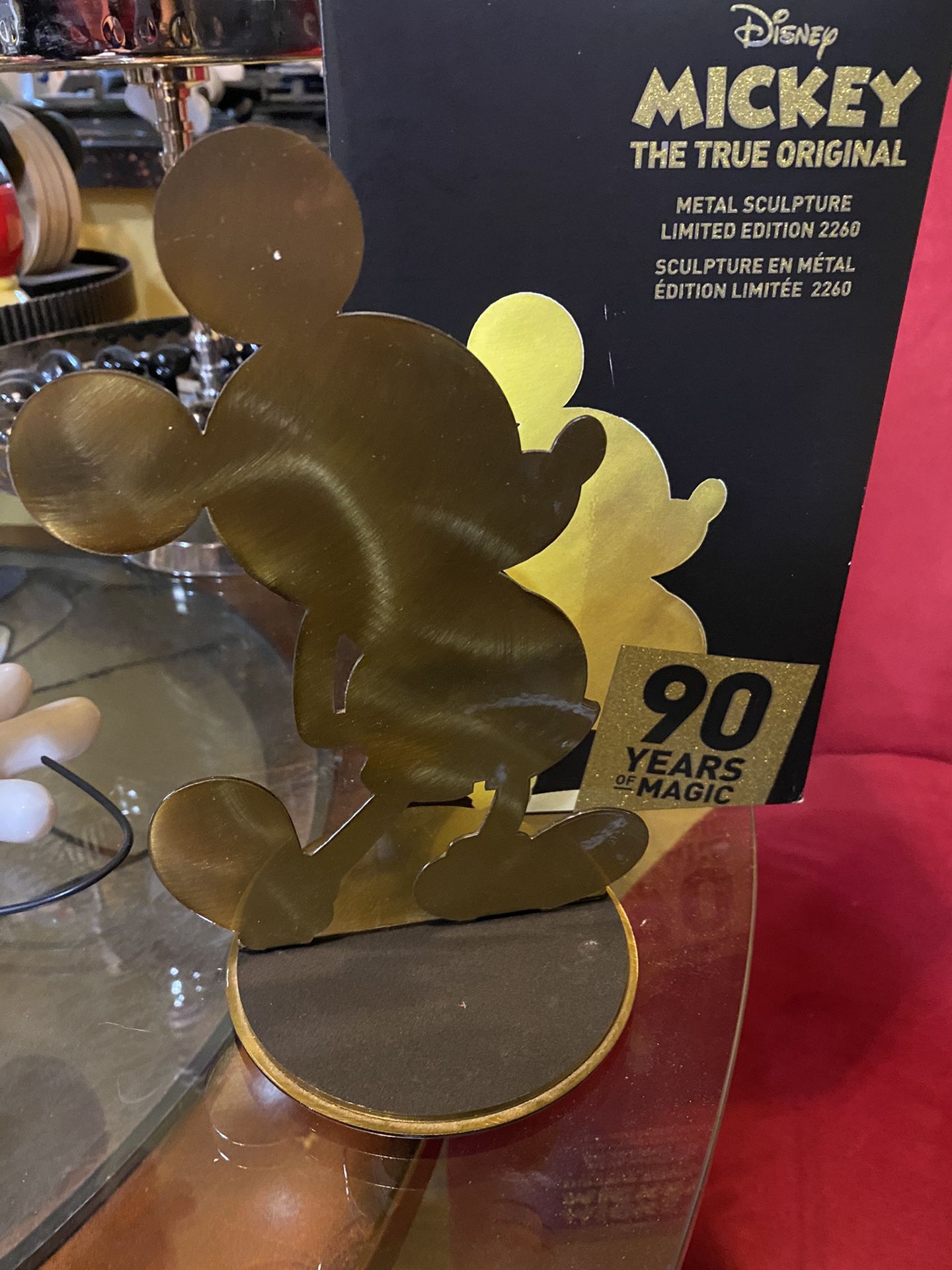 Disney Mickey Mouse 90th Birthday Gold Metal LE Sculpture True Original 90 Years