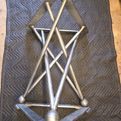 Formations Dual Iron Pedestal Base – Modern Geometric Industrial Table Base / Sculpture Stand