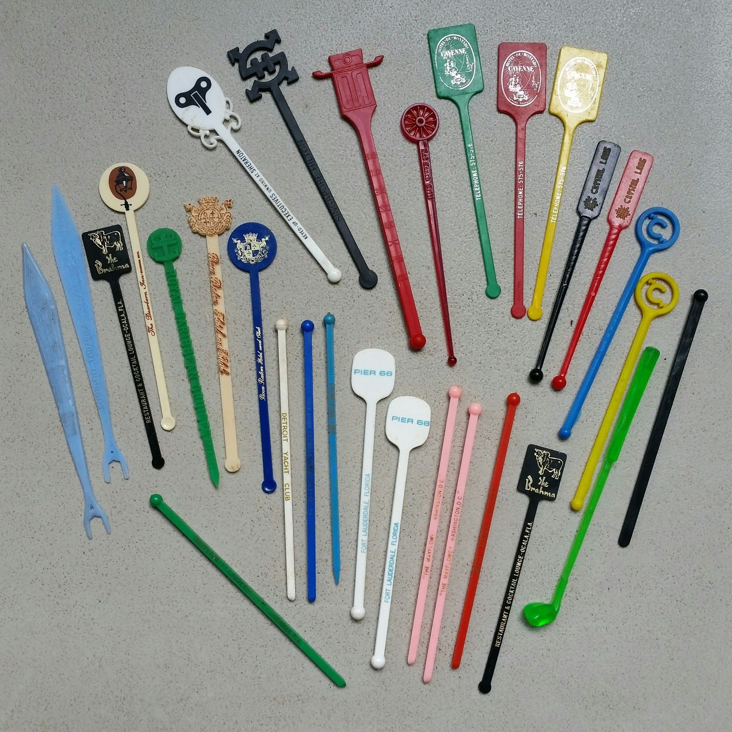 Vintage drink stirrers from hotels restaurants casinos