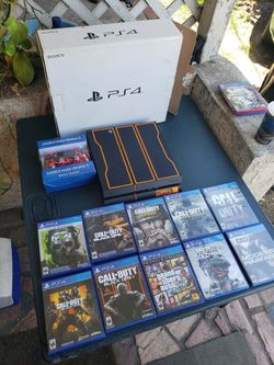 $220! Box with 1 Sealed control & 2017 Call of duty Edition PS4 1TB $20! Per game just Black Ops 6 $40! MW2 Is $40! Rest $20! Per Game. Trade all for 