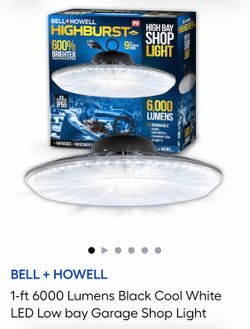 BELL + HOWELL 1-ft 6000 Lumens Black Cool White LED Low bay Garage Shop Light