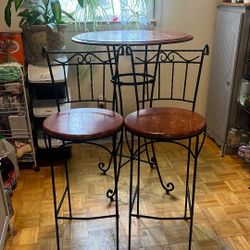 High Wrought iron And Wood Dining Set