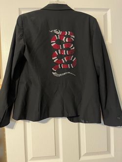 Women’s Hipchik Couture Black Blazer with red and silver snake Size 4-6