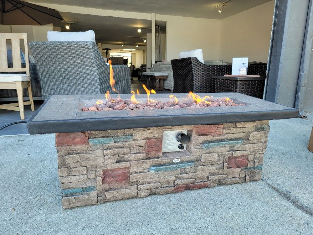 New Outdoor Patio Furniture Fire Pit Stone Propane Heater