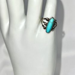Handmade Oblong Turquoise Inlay Ring