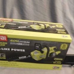 NEW RYOBI Cordless Chainsaw 14 in. 40-Volt Lithium-Ion with Battery Charger