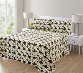 King 4pc Soft Cow Print Bedsheet Set