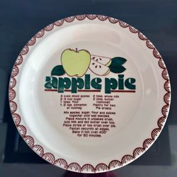 Vintage Mount Clemens   Apple pie recipe plate/dish 10 1/2” .  70s made in Japan