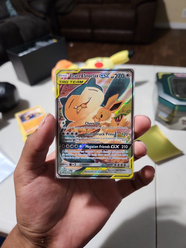 Pokemon TCG Eevee & Snorlax GX SM169 Tag Team Alt Art Promo NM