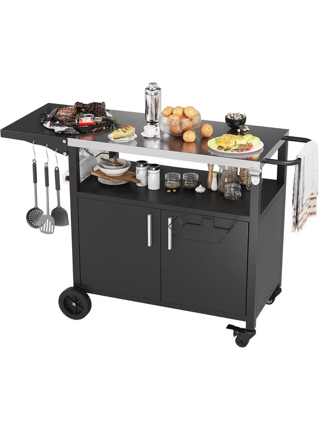 JY QAQA Outdoor Grill Cart with Storage