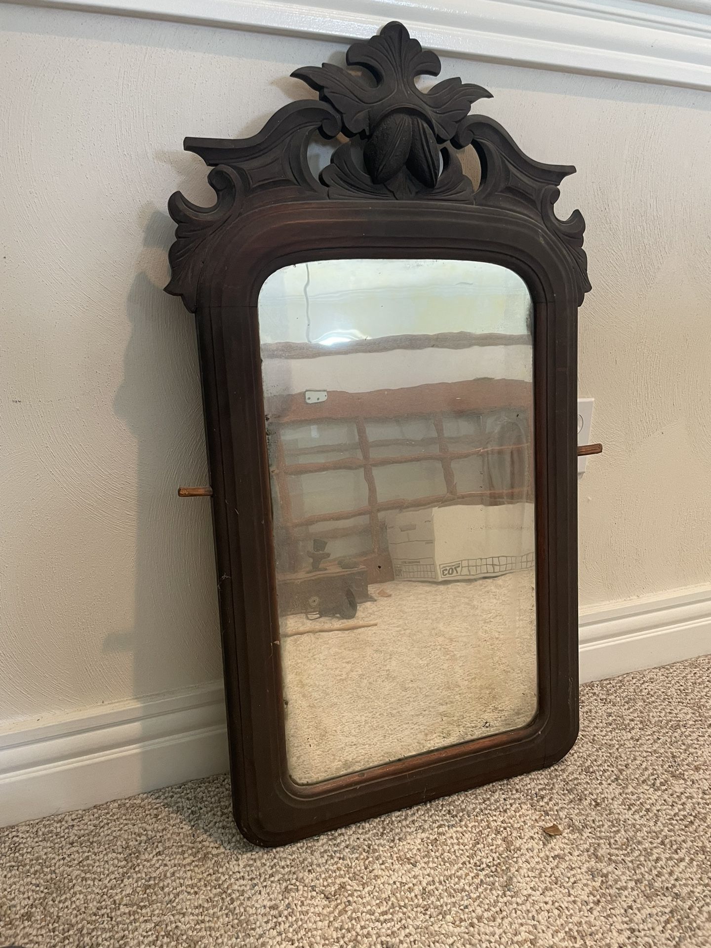 Antique Wood Mirror 35”x18”