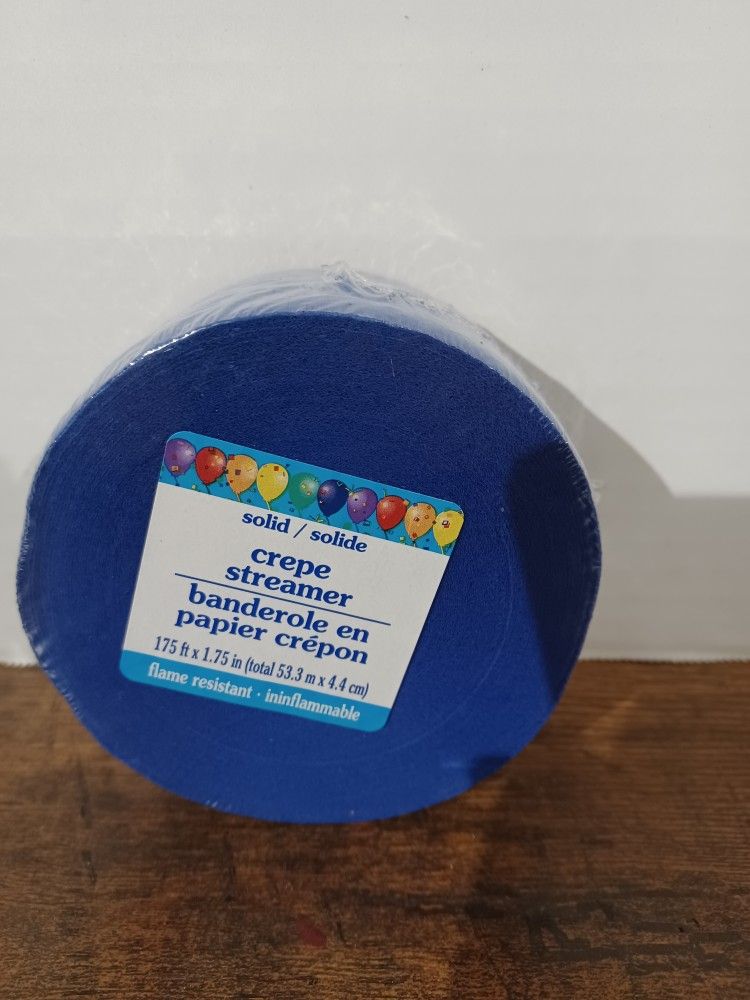 6 Rolls Of Blue Crepe Party Streamers 175 Ft. X 1.75 In. New