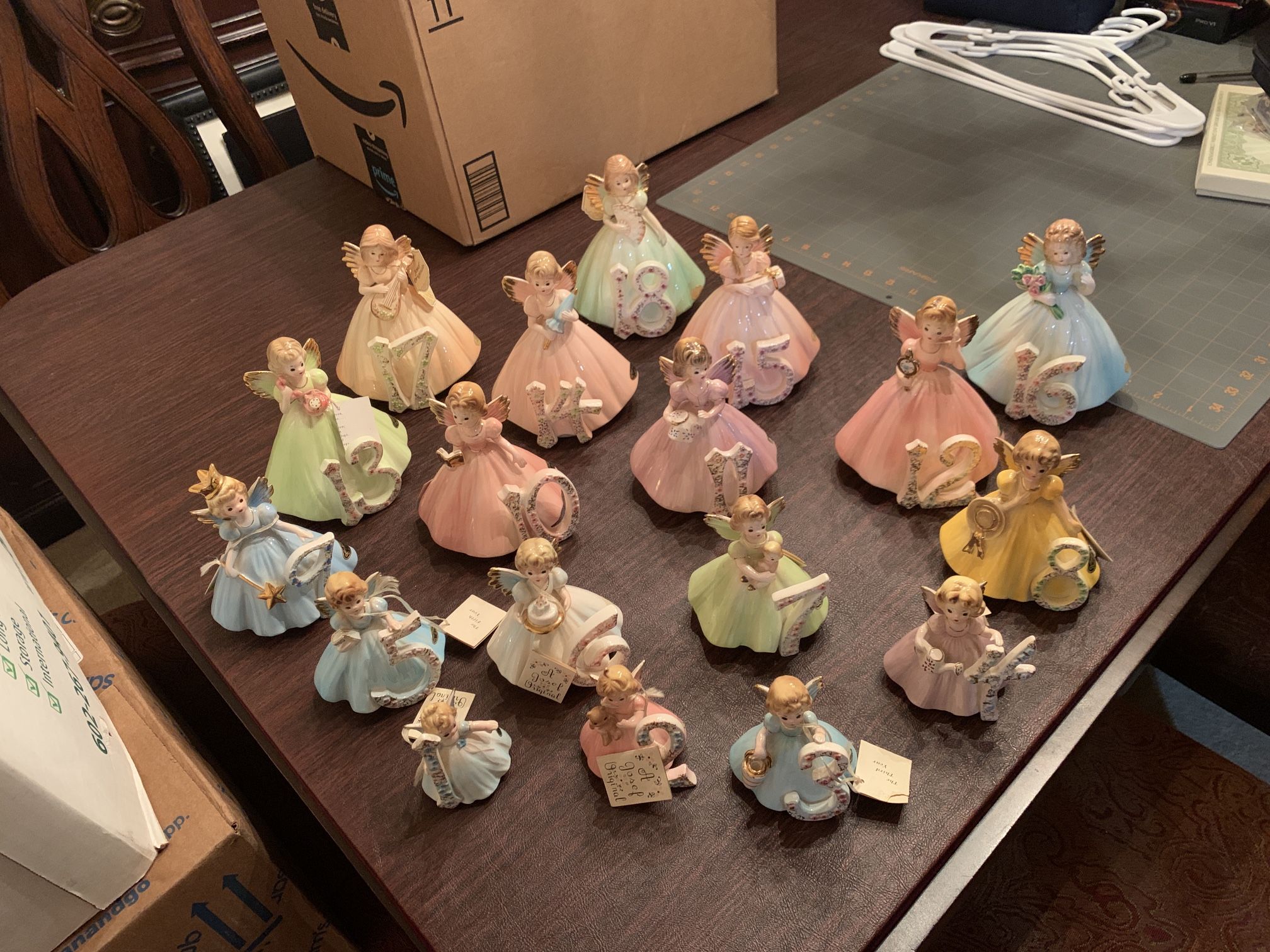 Full Set Of 18 Josef Original Birthday Angel Statues