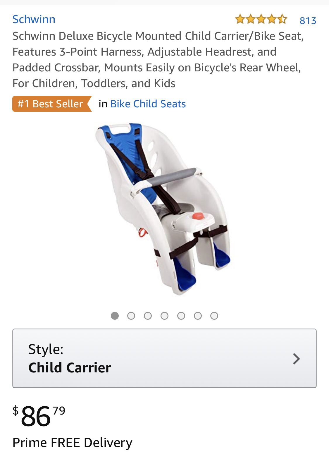 Kids Bike Carrier Seat - Schwinn Delux Bike Mounted Child Carrier Seat
