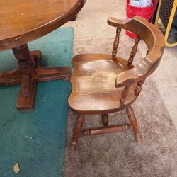 Expandable Wooden Table With Two Chairs.