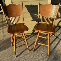 Solid Handcrafted Barstools Set of 2