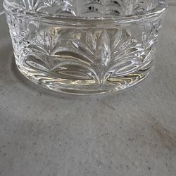 Fix-Vintage Fifth Avenue LTD crystal candle holder / dish; palm leaf design