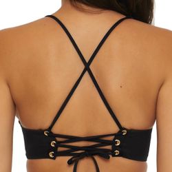 BECCA Women's Standard Modern Edge Underwire Bikini Top, Adjustable, Tie Back, Swimwear Separate