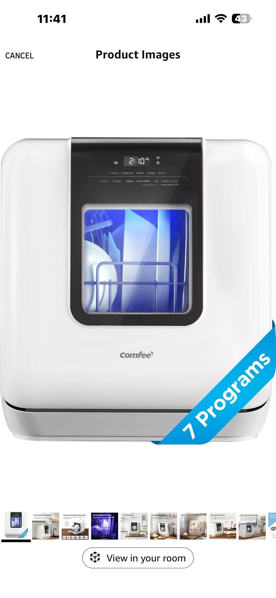 COMFEE' Countertop Dishwasher, Portable Dishwasher